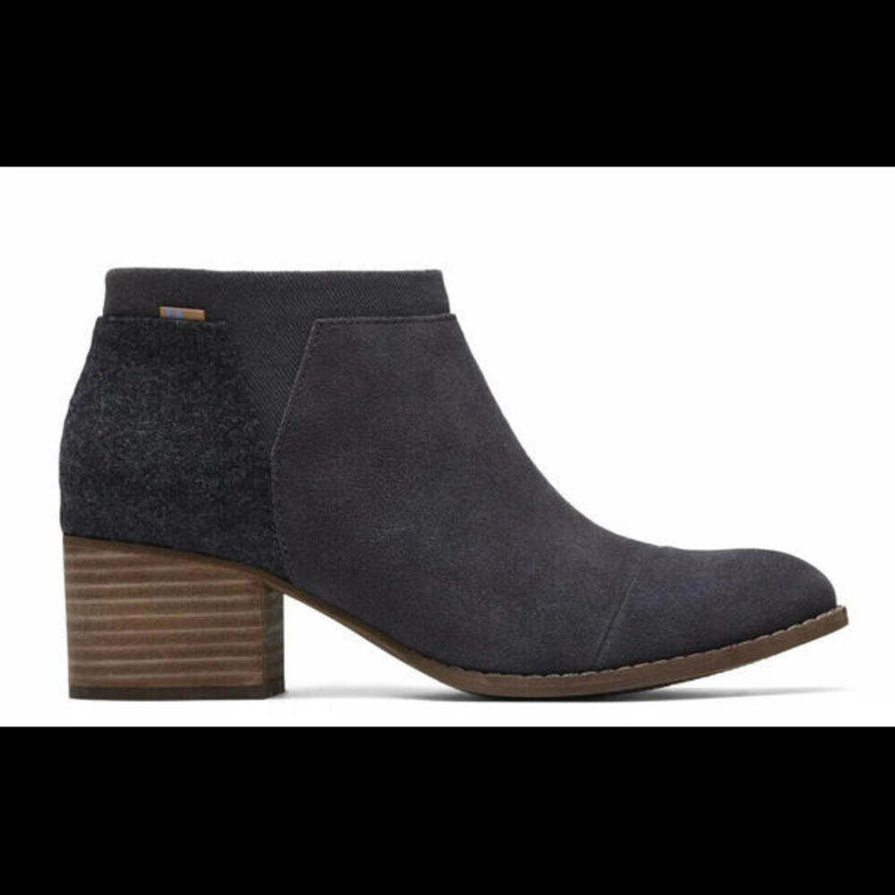 Toms Women’s Size 7 Gray Grey Wool Two Tone Leila Ankle Booties Boots Heeled